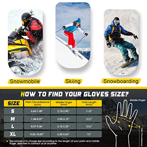 Morxplor Winter Ski Snow Gloves Men Women,Waterproof Windproof Touchscreen Snowboard Gloves,3M Thinsulate Insulated Warm Winter Snowmobile Gloves thumb #5