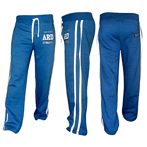 4Fit Inc Men's Joggers Cotton Fleece Jogging Trousers Pants Track Suit Bottom MMA Boxing (Blue, XL)