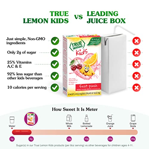 True Lemon Fruit Punch Packets - Low Sugar, No Preservatives Kids Hydration Drink Mix thumb #3