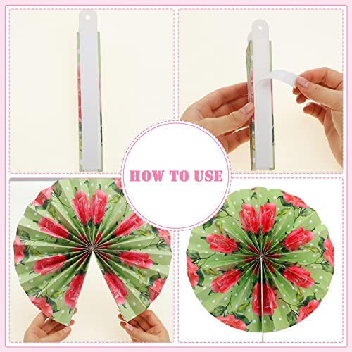 Image of Thenshop 12 Pcs Tea Party Decorations Floral Party Hanging Paper Fans Wedding Paper Fans Decorations 3 Sizes Vintage Tea Bridal Shower Birthday Ceiling Decor