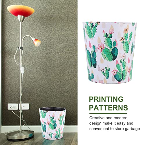 Zerodeko Tabelle Mülleimer Mini WADBASKET Kaktus Muster Leder Compost Bin Easy- Clean Countertop Dekorative Mülltonne für Büro Home Badezimmer Arbeitsplatte - Image 6