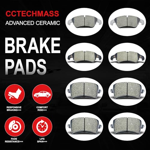 Image of Brake Pads Kits fit For Audi A4, A4 allroad, A4 Quattro, A5, A5 Quattro, allroad, Q5, S4, S5 D1322 D1386 8pcs Front Rear Ceramic Brake Pads CCTECHMASS