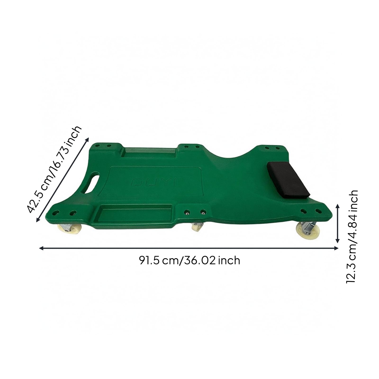 KESOTO Lettino Scorrevole per Meccanico con Poggiatesta Imbottito E Telaio Rinforzato in Plastica E Metallo Design Bassissimo per Accesso Facile Adatto per Manutenzione Auto in Basso, Verde