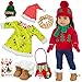 UNICORN ELEMENT 2 Sets Christmas Doll Clothes and Accessories Fit 18 Inch Girl Doll Christmas Santa Costume Including Christmas Dress, Sweater, Hairpin, Hat, Scarf, Boots, etc