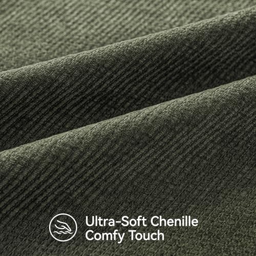 Image of a moment Pack of 2 Decorative Chenille Throw Pillow Covers with Twill Cushion Covers for Sofa Living Room Couch Bed 20x12 Inch Olive Green