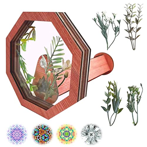 Classic Wooden Diy Kaleidoscope Kit For Kids Adults, Natural Wood Kaleidoscope Kit With Artificial Flower, Magic Rotating Kaleidoscope Making Set (A) #TOP3