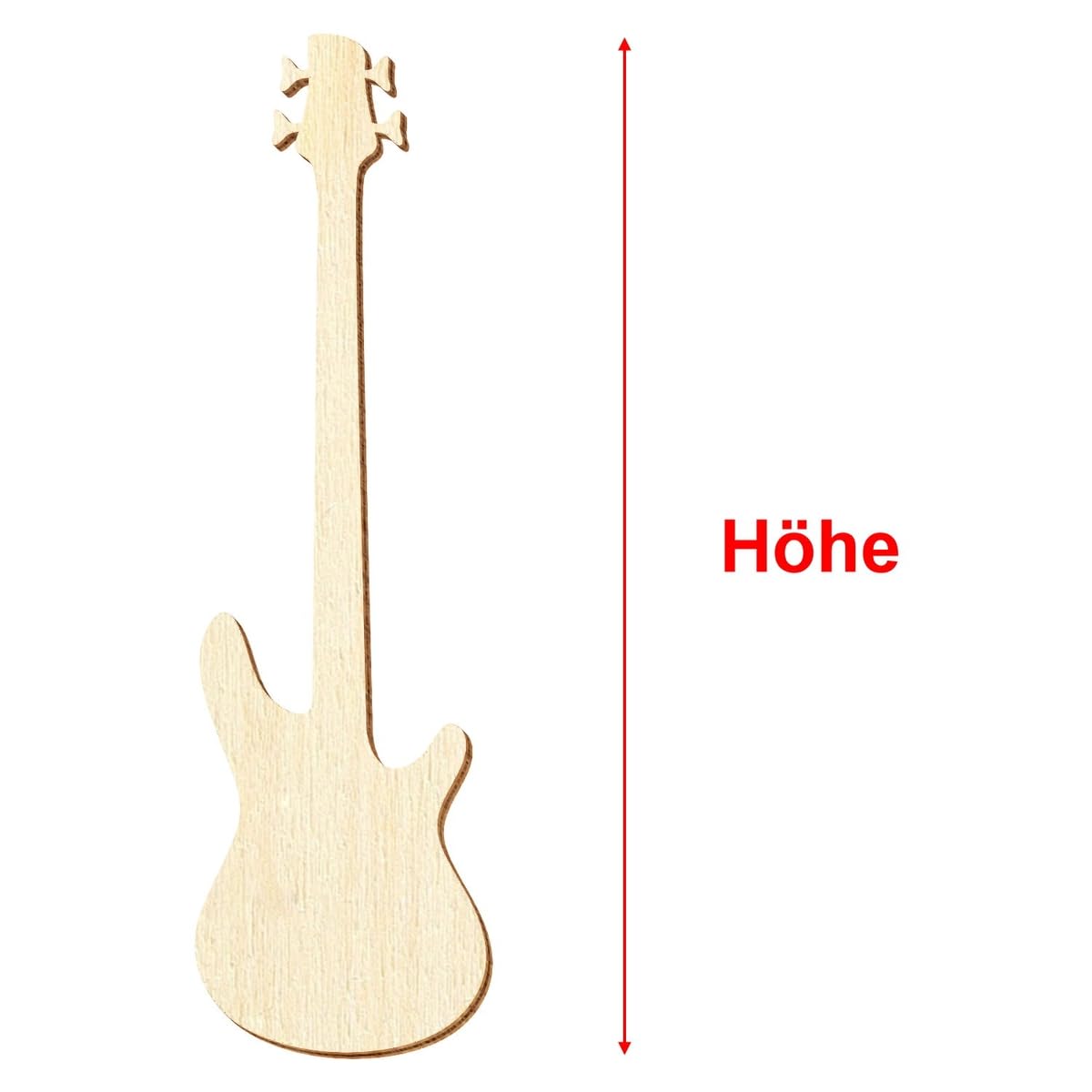 Guitarra de bajo de madera, corte decorativo, 5 – 50 cm, tamaño: 50 cm, pack con:10 unidades