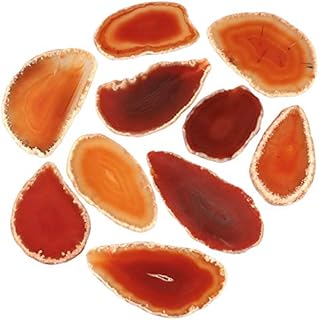Amogeeli 10pcs Geode Agate Light Table Slice for Home Decor, Crystal Agate Place Cards for Weddings