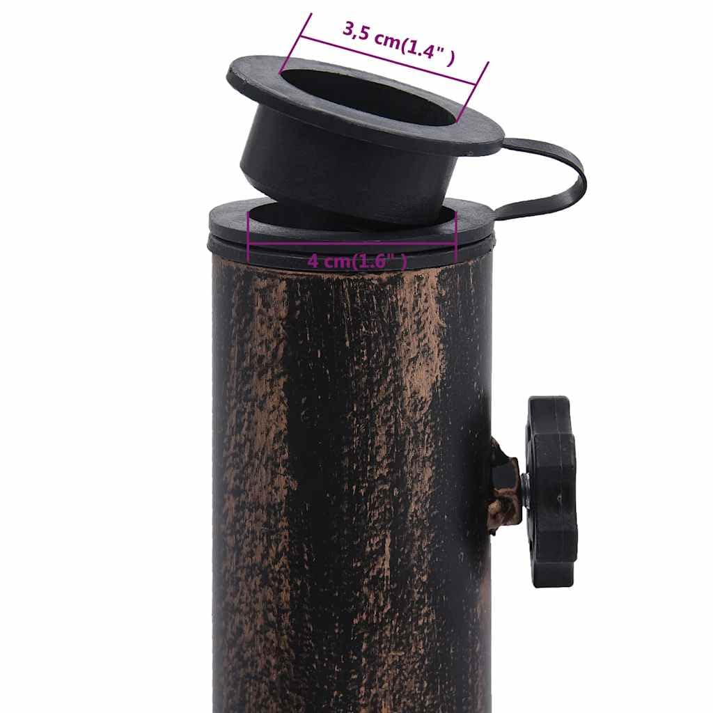 Supporto per ombrellone bronzo in ghisa, peso 12 kg, altezza 49 cm, con adattatore per aste da 35, 38, 48 mm, stabile base per ombrellone per giardino, balcone, terrazza, patio