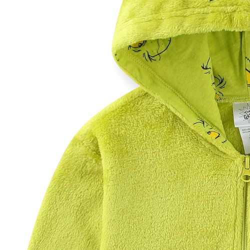 Dr. Seuss Grinch Girls Zip Up Coral Fleece Hoodie for Toddler and Big Kids4