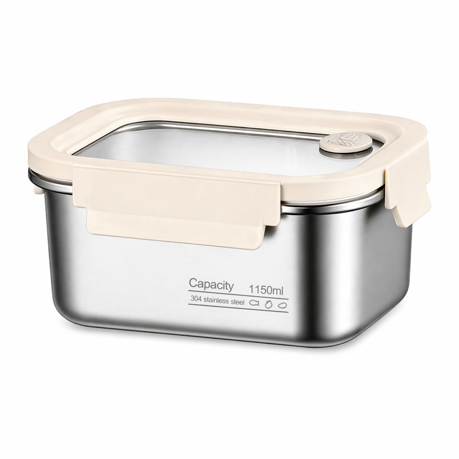 CECOMBINE 1150ml Stainless Steel Food Containers, Meal Prep Containers, Leak-Proof&Stackable Lunch Boxes with Glass Lid, Airtight Food Storage Container for Freezer Oven Dishwasher Safe