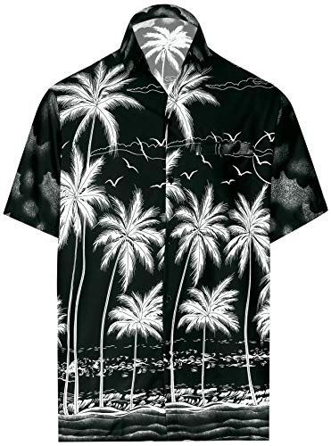 LA LEELA Men s Hawaiian Summer Aloha Beach Shirts for Everyday XXL Black_AA446