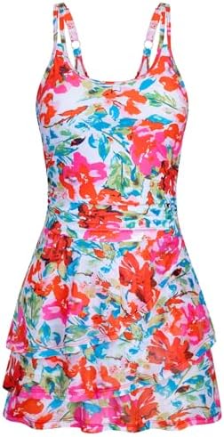 Arolina Women One Piece Swim Dress Tummy Control Modest Swimsuit Swim Skirt Bathing Suit