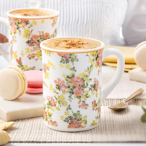 Image of Larah by BOROSIL 350ml x 2pc Opalware Amora Tea /Coffee Mug Set, Microwave & Dishwasher Safe Embossed Design Crockery Ideal for Daily Use & Gifting