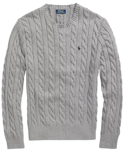 Polo Ralph Lauren Men's Iconic Cable Knit Cotton Pullover Sweater, L