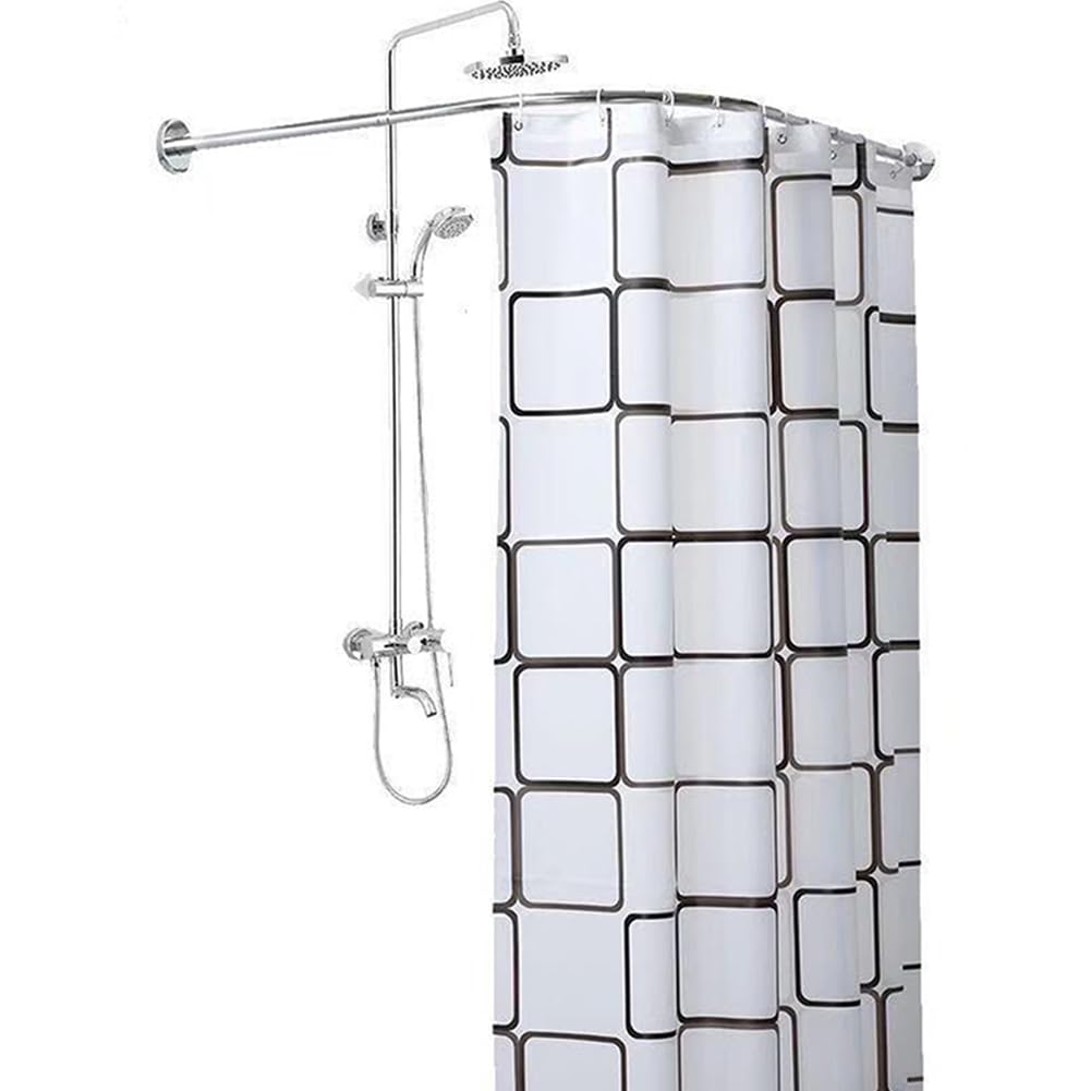 Hndhbfgrt Extendable Curved Extendable Curved Shower Curtain Rod L Shaped Stainless Steel Shower Curtain Poles