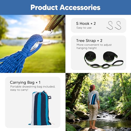 Image of SUNCREAT Hammocks Outdoor Camping Heavy Duty Travel Hammock, Blue & Red