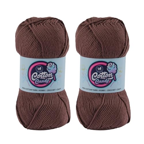 Image of NESTNHAVEN Cotton Candy 100% Cotton Yarn - (100g, 185 Meters) - Luxury Yarn for Crochet, Amigurumi, Embroidery, Toys, Garments, Flowers and Hobby, Projects. (Dark Brown) | (200 Gm)