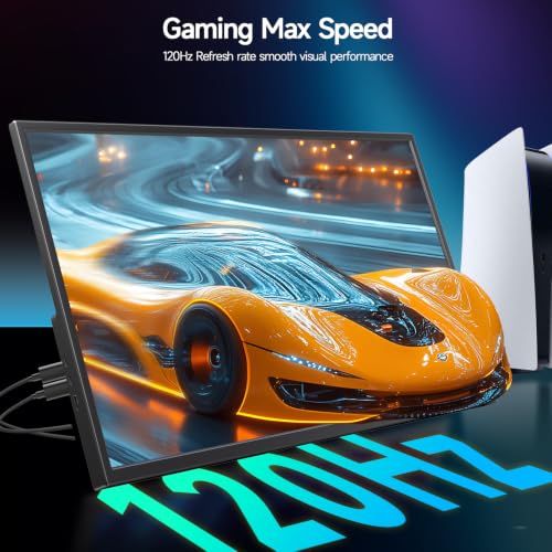 Image of Large Portable Monitor 23.8inch FHD 1080P 120Hz USB-C Monitor, HDMI Laptop Screen Extender, Monitor portatil for Laptop