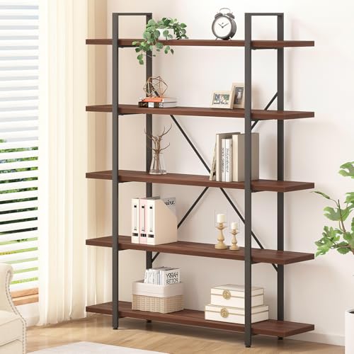 Mudmasa Bücherregal Walnuss, Holz Regal, Standregal, Büroregal, 5 Ebenen offene Fächer Bücherregal für Wohnzimmer, Schlafzimmer, Büro, Metallrahmen, Modern, 32 x 120 x 177 cm Mudmasa Bücherregal Walnuss, Holz Regal, Standregal, Büroregal, 5 Ebenen offene Fächer Bücherregal für Wohnzimmer, Schlafzimmer, Büro, Metallrahmen, Modern, 32 x 120 x 177 cm