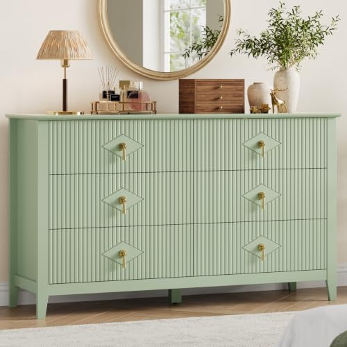 GarveeHome Fluted Dresser for Bedroom, Chest Organizer Unit with 6-Drawer