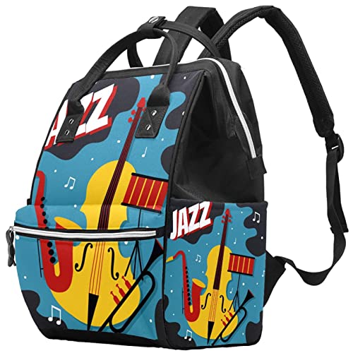 Xingruyun Bolsa De Pañales Vector De Cartel De Jazz Bolsa Cambiadora Para Bebé Impermeable Multifunción Para Mamá Y Papá 27x20x36.5cm
