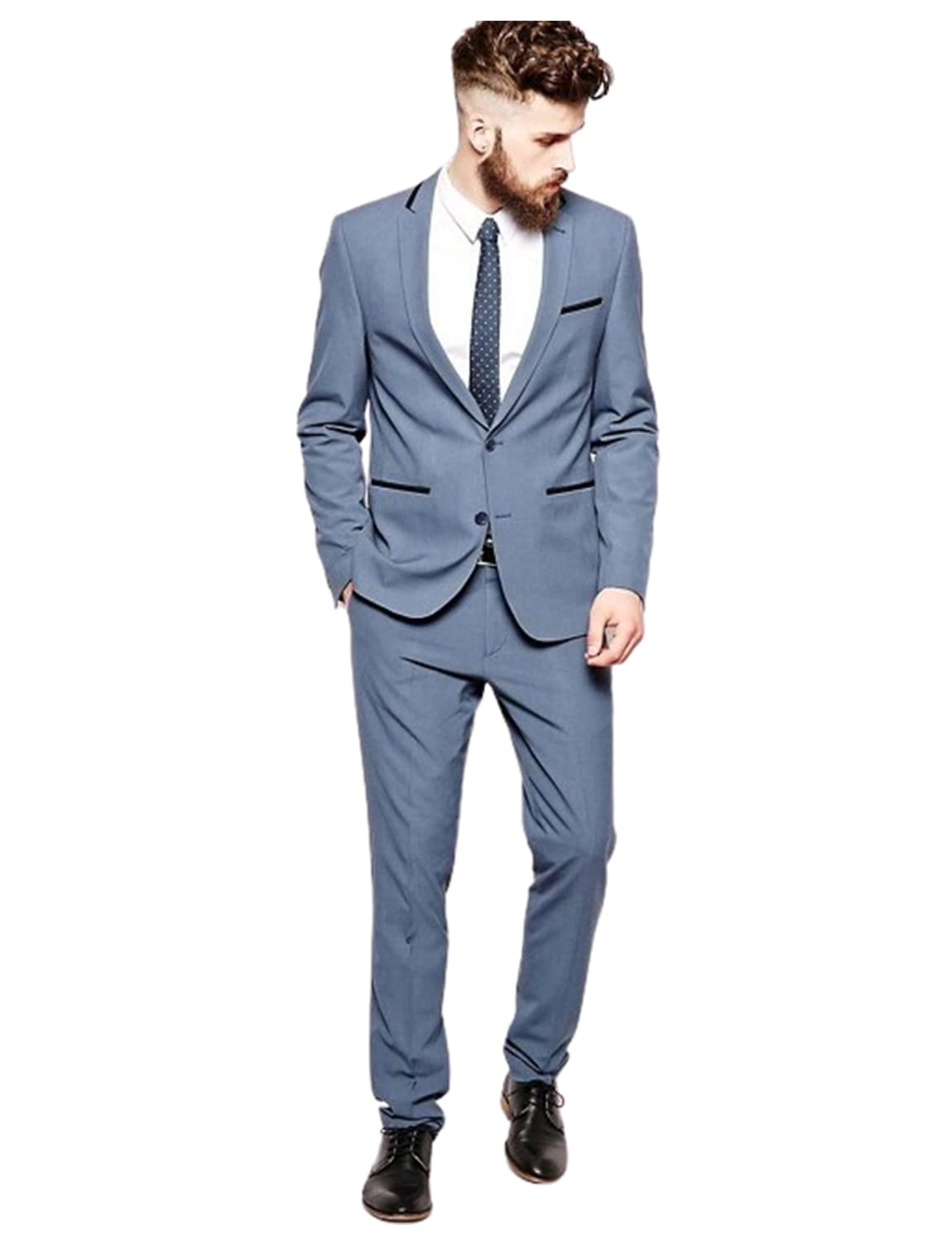 Uomo Vestito Due Bottoni Notch Risvolto Giacca Pantaloni Homecoming Uniforme Smoking