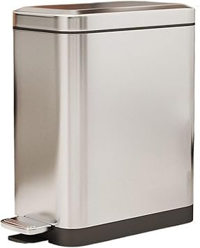 Dustbin Slim Stainless Steel Trash Can Step Pedal Trash Can - Narrow Soft Close Lid Garbage Bin with Removable Inner Bucket for Home Kitchen Bathroom Kitchen BinSilver,20L