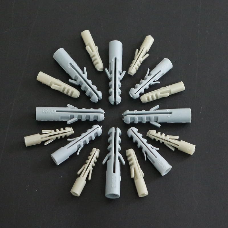 4/5/6/7/8/10/12/14/16MM Expansion Nail Drywall Anchor Screws Self Drilling Wall Plug Plastic Gypsum Boar No Cap Grey Color Wood - (Color: 12mm no cap 100PCS)