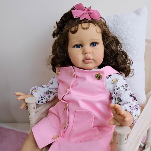 ROSHUAN Reborn Kleinkind Puppen Mädchen 24 Zoll Realistische Reborn Babypuppen Gewicht Weiches Tuch Körper Große Größe Echtes Leben Babypuppe Lebensechte Kleinkindpuppe Spielzeug – Bild 4