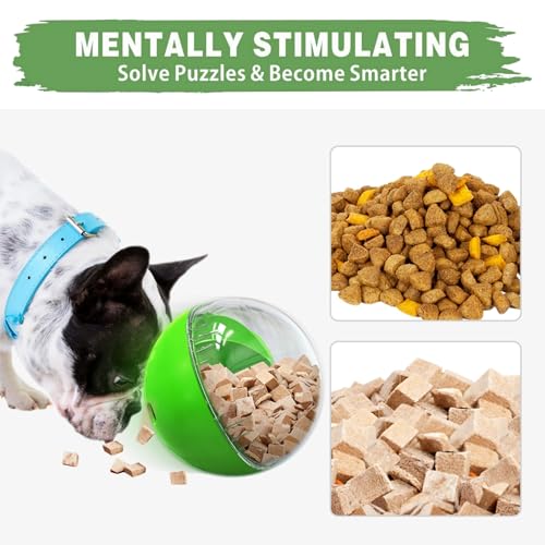 Enrichment Interactive Dog Treat Toy - Level 1 Mental Stimulation for Dogs, Dog Toys for Boredom Busy (Beginner-Green 5.6" Squeaky Ball)