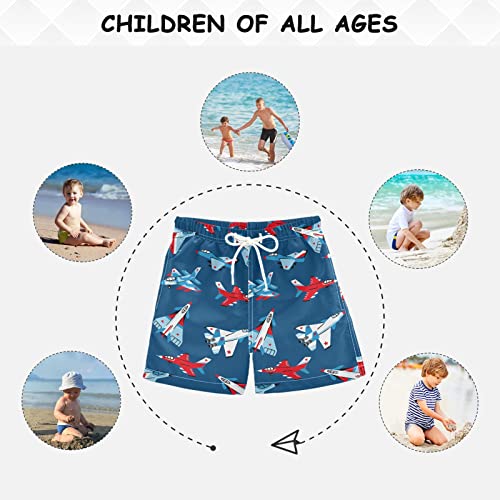 Boys Board Shorts Cool Airplane Blue Boys Swim Trunks Shorts Teens Bathing Suit Swimwear, 4T4