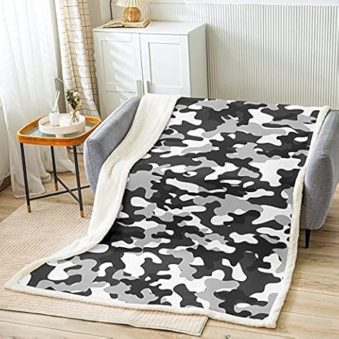 Erosebridal Camouflage Sherpa Blanket Cover