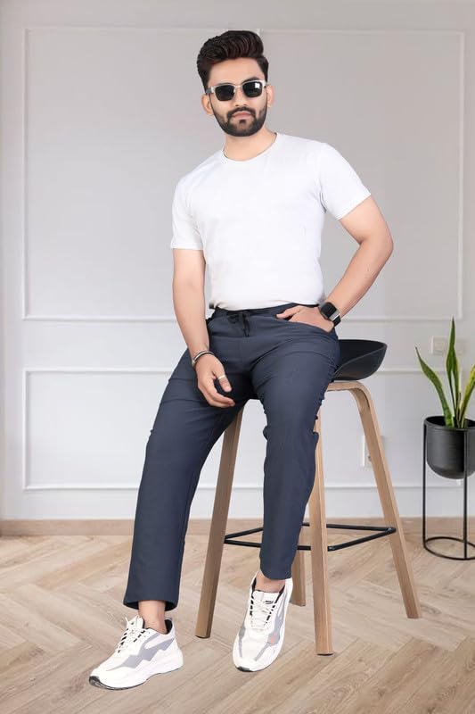 Image of HOODMASTER Men's Polyester Blend Track Pant with Drawstring Classic Style Regular Fit Solid Pattern and Standard Length | Mens Casual Daily Use Track Pants | Soft Fabric Modern Casual Track Pant