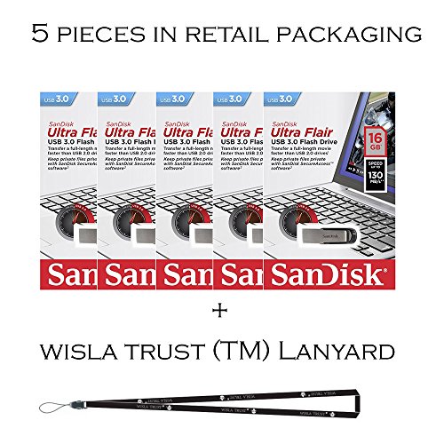 SanDisk Cruzer Flair 16GB (5 Pack) SDCZ73-016G USB 3.0 130mb/s Flash Drive Jump