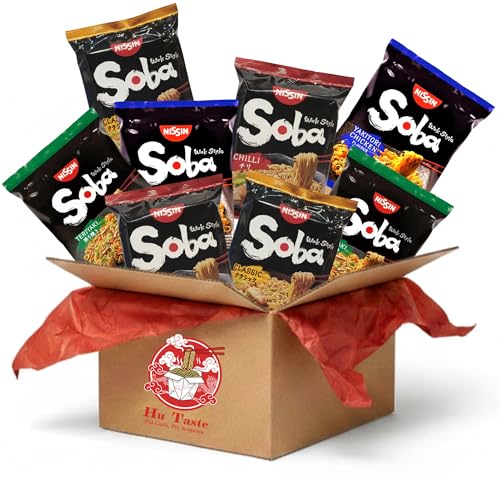 Hu Taste Kit Ramen Soba 8 Pack - Noodles Istantanei Assortiti: Classic, Teriyaki, Yakitori, Chili - Box Cibo Asiatico Pronto - Set Noodles Ramen Giapponese e Coreano per Amanti del Food Orientale