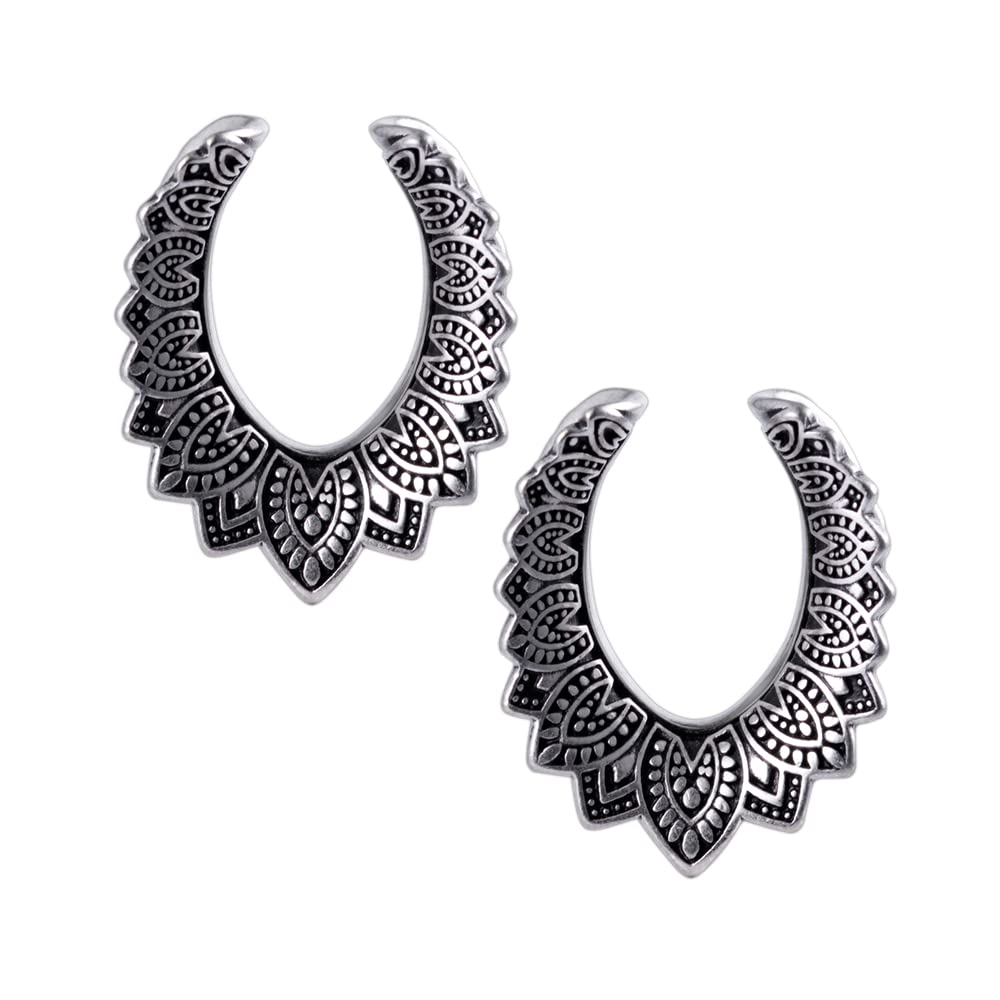 PUNKYOUTH2PCS Opening Ear Gauges Stream lines Ear Stretchers Hangers Brass Cool Saddle Plug and Tunnels For Ear Double Flared Piercings 0g to 1 inch