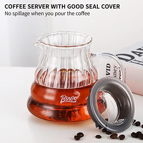Bincoo Conjunto de cafeteira com gotejador tamanho 02,600 ml, coador de café de vidro cônico de 60 â