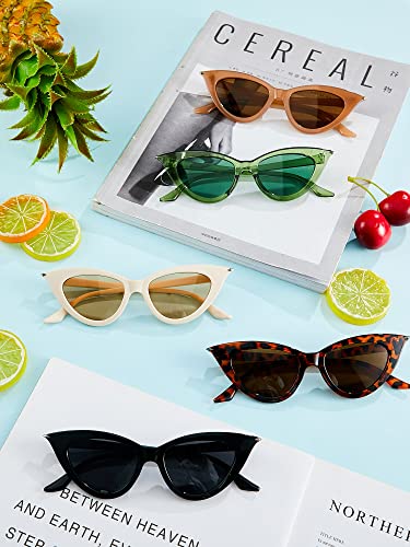 Leinuosen 8 Pairs Retro Cat Eye Sunglass Vintage Sunglass Colorful Women Glass for Party4