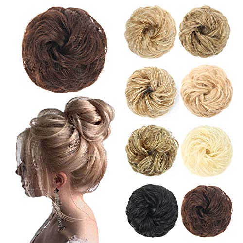 FAELBATY 1PCS Hair Bun Extensions Wavy Curly Hair Scrunchies Hairpieces Synthetic Donut Chignons Hair Piece for Women Girls 6A