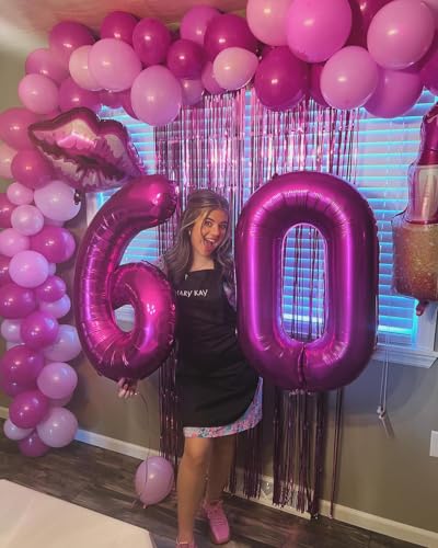 Image of Rosy Purple 6 Balloon, Number Balloons 40 Inch, 6th Balloons for Birthday Decorations, Rosy Purple Party Supplies 6 Birthday Balloon, Number 6 Balloon