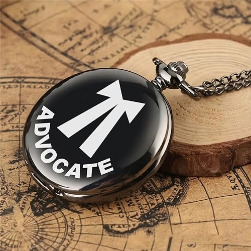 Image of Vintage Gandhi Style Pocket Watch with Engraved Designs & Messages Royal Black Analog for Men Women & Kids Includes Key Ring for car or Bike Keys Ideal Gift