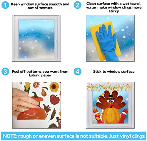 Thanksgiving Fall Window Clings Decorations, 10 Sheets Thanksgiving Window Stickers for Kids Home Office Classroom Party Glass Windows Double Sided Turkey Autumn Pumpkin Fall Leaves Window Decal - image 4