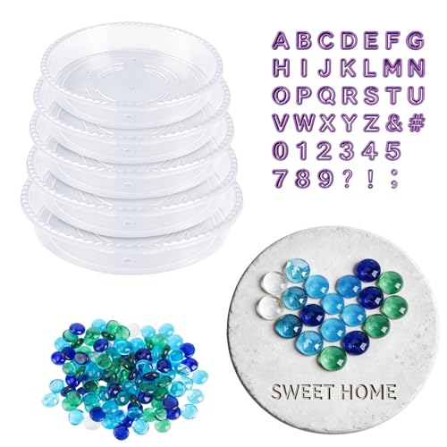 5 Size Stepping Stone Molds Set Reusable DIY Clear Plastic Molds Kits Molds for Concrete Stepping Stones Multiple Sizes for Craft ProjectsNot Include Concrete