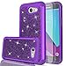 LeYi PC Silicone Glitter Case with HD Screen Protector for Samsung Galaxy J3 Prime/ J3 Emerge/ Express Prime 2/ Amp Prime 2/ J3 Mission/ J3 Eclipse/ J3 Luna Pro/ Sol 2/ J3 2017 TP Purple