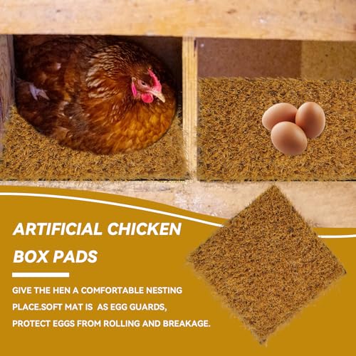 Image of 4 PCS Washable Chicken Nesting Pads,11.8x11.8 Artificial Grass Turf Reusable Chickens Nest Box Bedding Liners for Hen Coop Egg Duck Goose