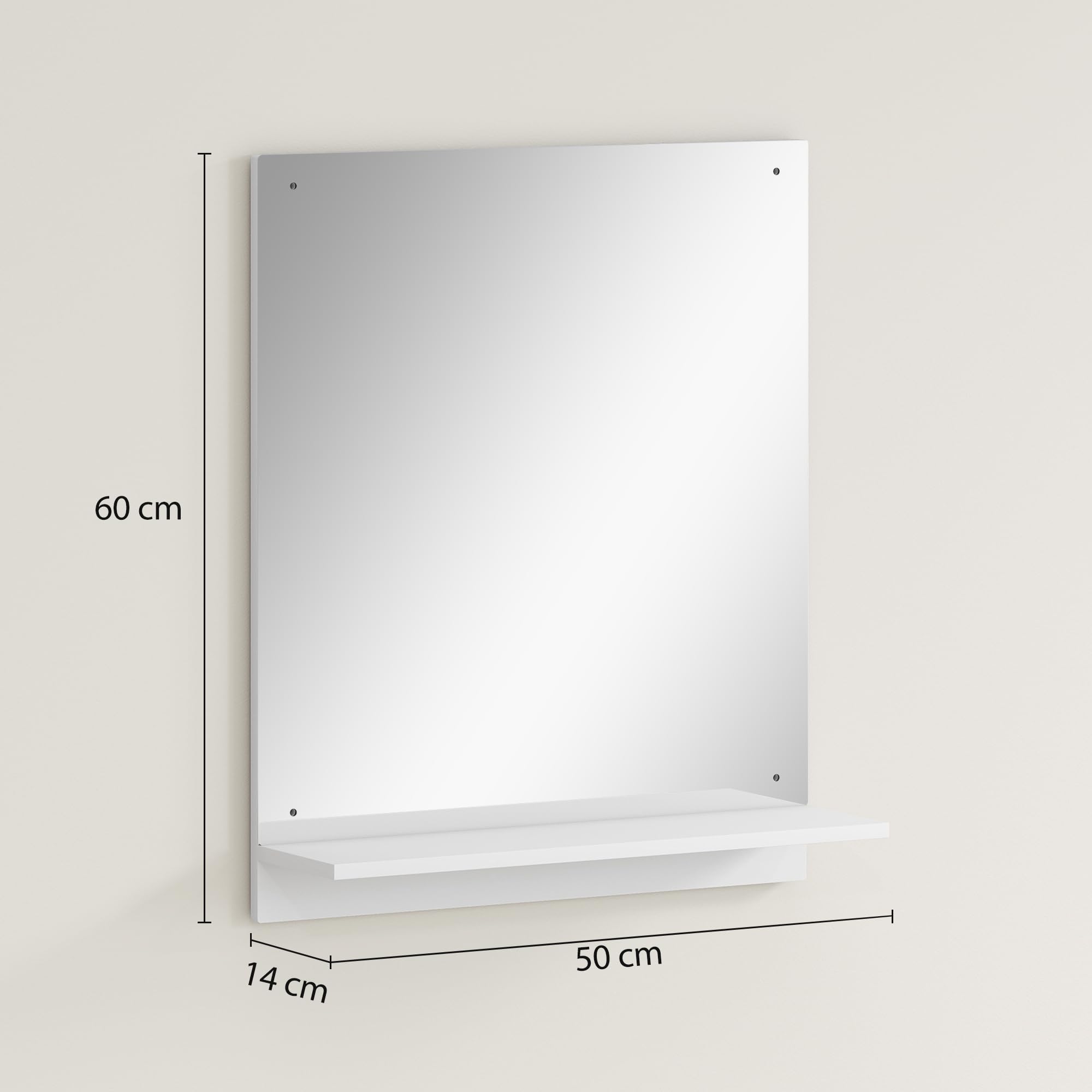 HOMCOM Badspiegel mit Regal für Flur und Eingangsbereich 50 x 60 cm Weiß