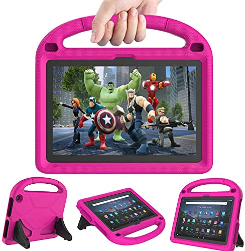 Fire HD 10 & Fire HD 10 Plus Case for Kids(11th/13th Generation 2021/2023 Release) - Kricsertg Lightweight Shockproof Kid-Proof Cover with Stand for Fire HD 10 Kids Tablet & Kids Pro Tablet Pink