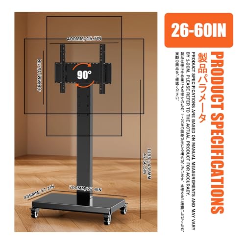 Soporte para TV con ruedas y rotación, 26-60 pulgadas miniatura 2