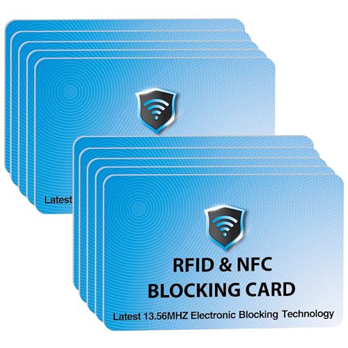 SaiTech IT 10 Pack RFID Blocking Cards Protect Your Entire Wallet, Purse, and Cards from NFC Contactless Theft Wallet for Men & Women - Sky Blue